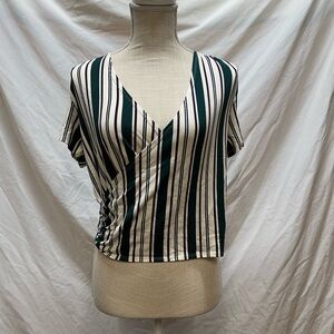 Ups & Downs Green and Purple Cross Over Shirt Size Large